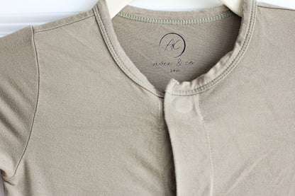 Bamboo Baby Pajamas - Quick Magnetic Fastener Sleeper in Oak (0-24 Months)